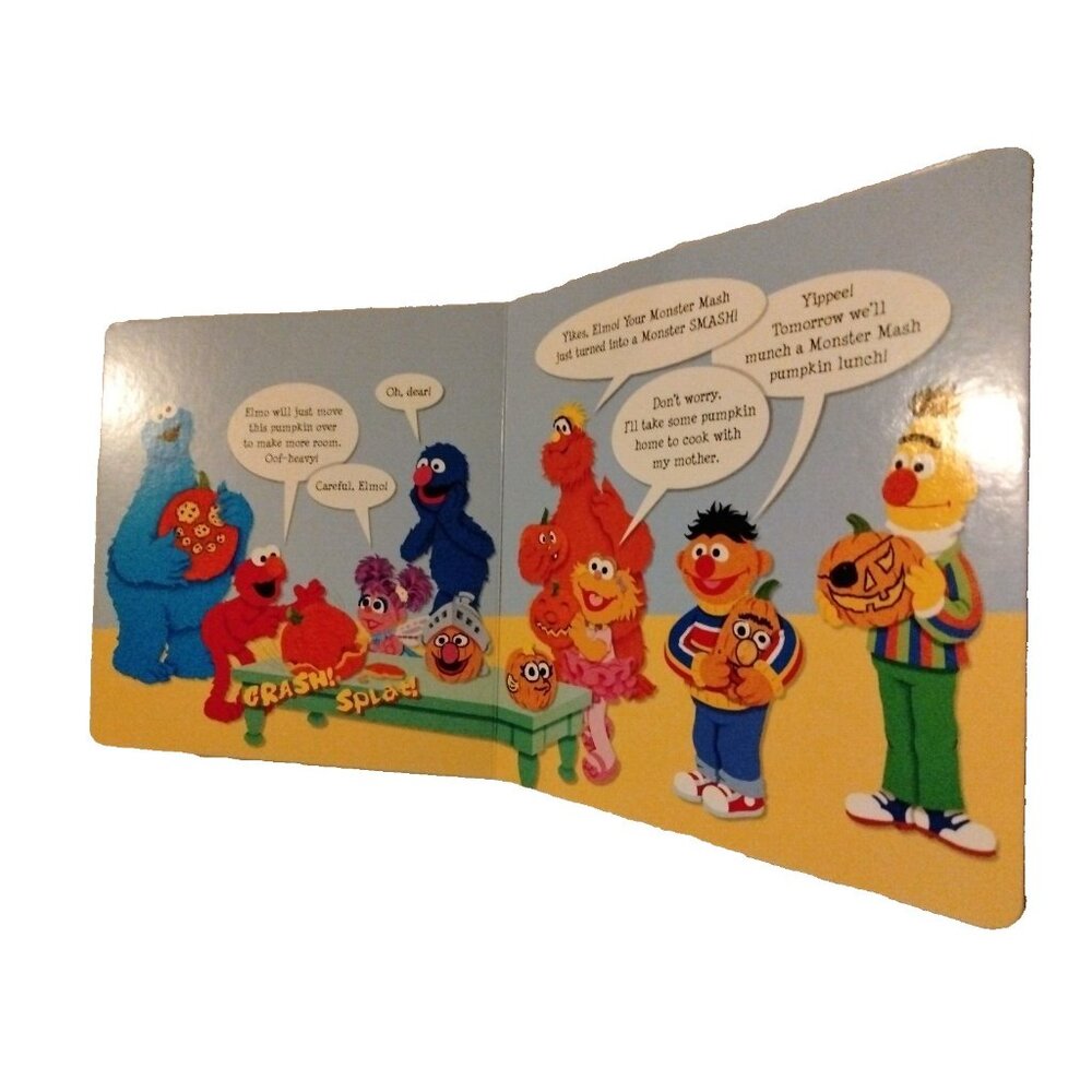 Elmos Monster Mash Sesame Street Board Book Fuzzy Flocked Pumpkins Touch Feel - Picture 5 of 9